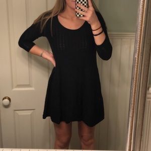 black 3/4 sleeve sweater dress